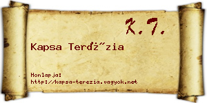 Kapsa Terézia névjegykártya